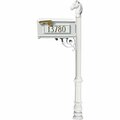 Lewiston Mailbox Post System with Ornate Base & Horsehead Finial & 3 Cast Plates White LMC-701-WHT
